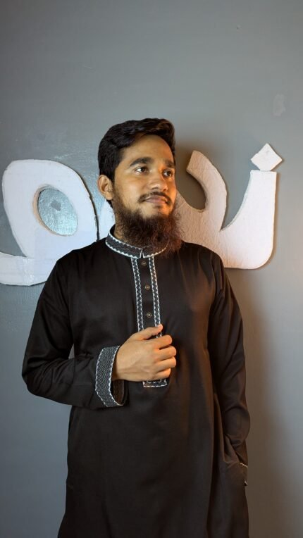 Zayn Al Aseel Premium Embroidered Panjabi Black