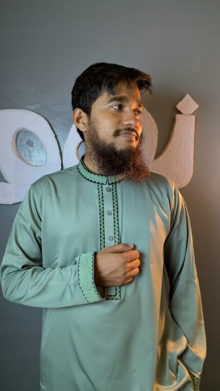 Zayn Al Aseel Premium Embroidered Panjabi Ocean Blue